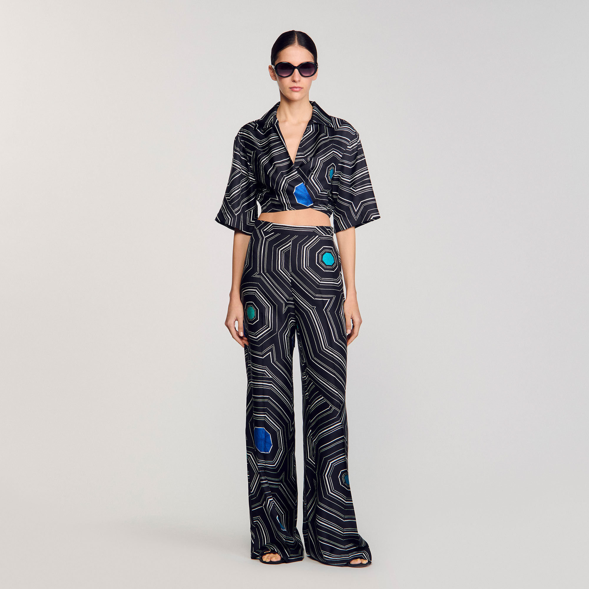 Spiral-print silk trousers 1 Spiral-print silk trousers