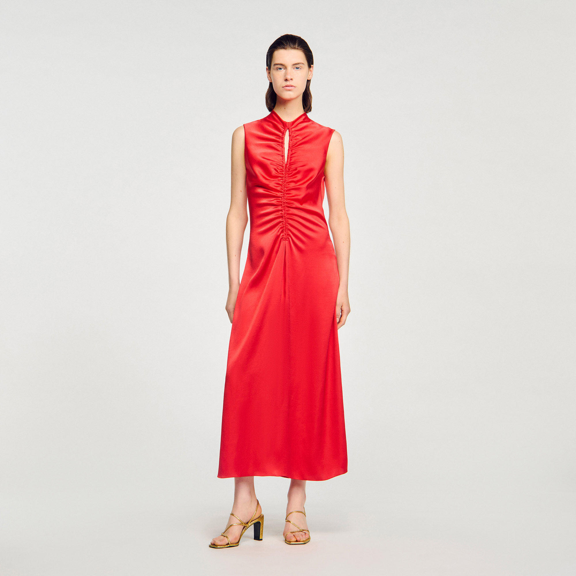 Draped satin-effect dress 1 Draped satin-effect dress
