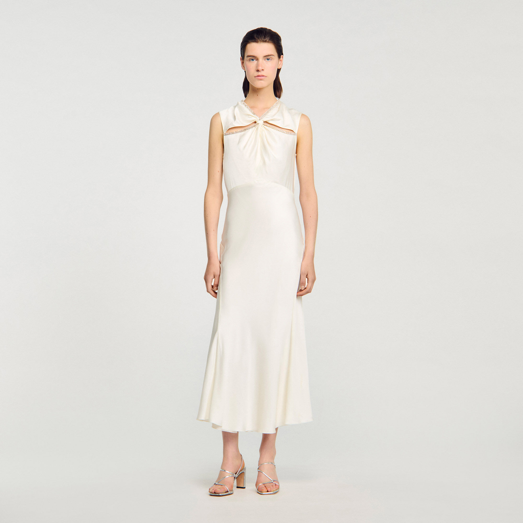 Satin maxi dress with rhinestones 1 Satin maxi dress with rhinestones