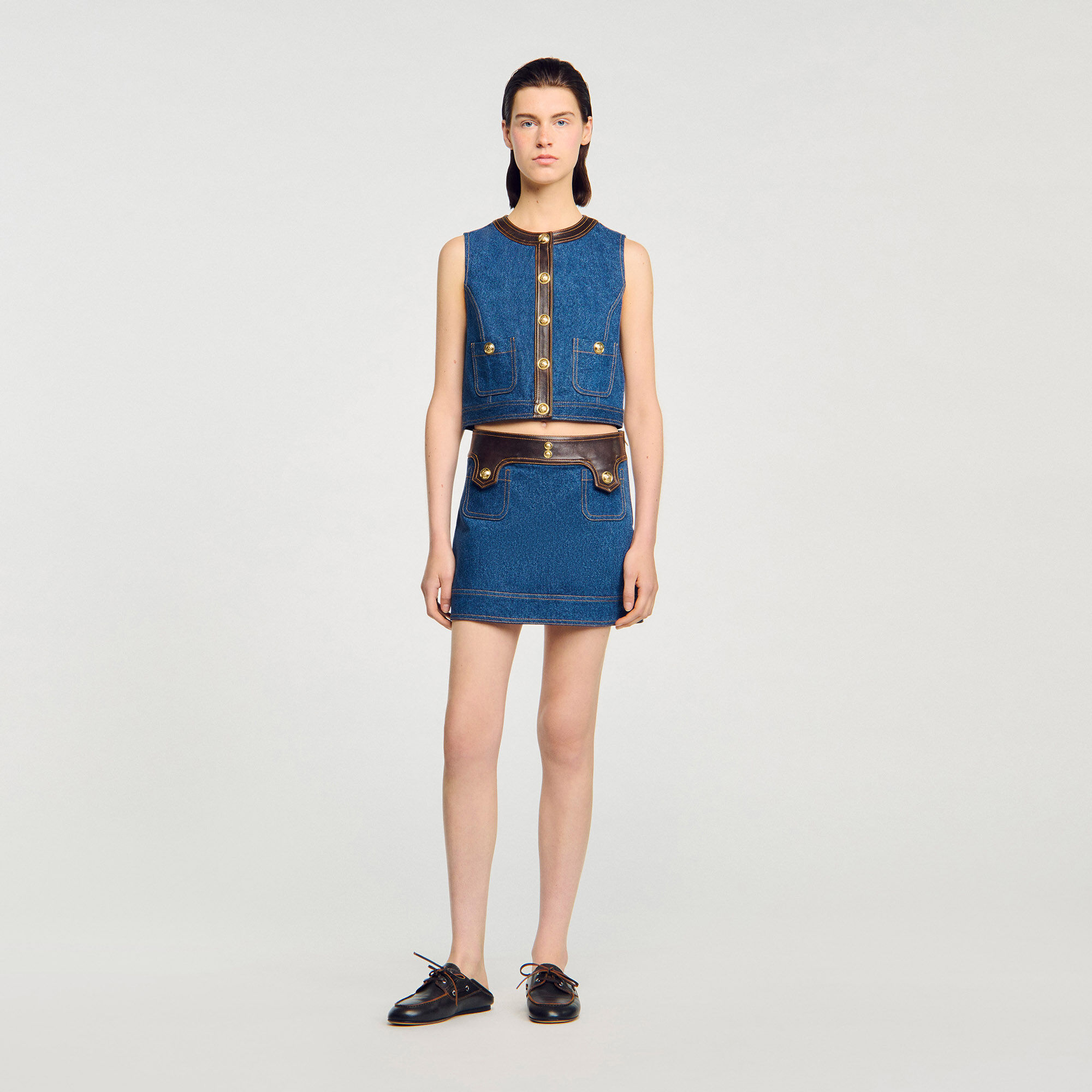 Denim and leather top 1 Denim and leather top