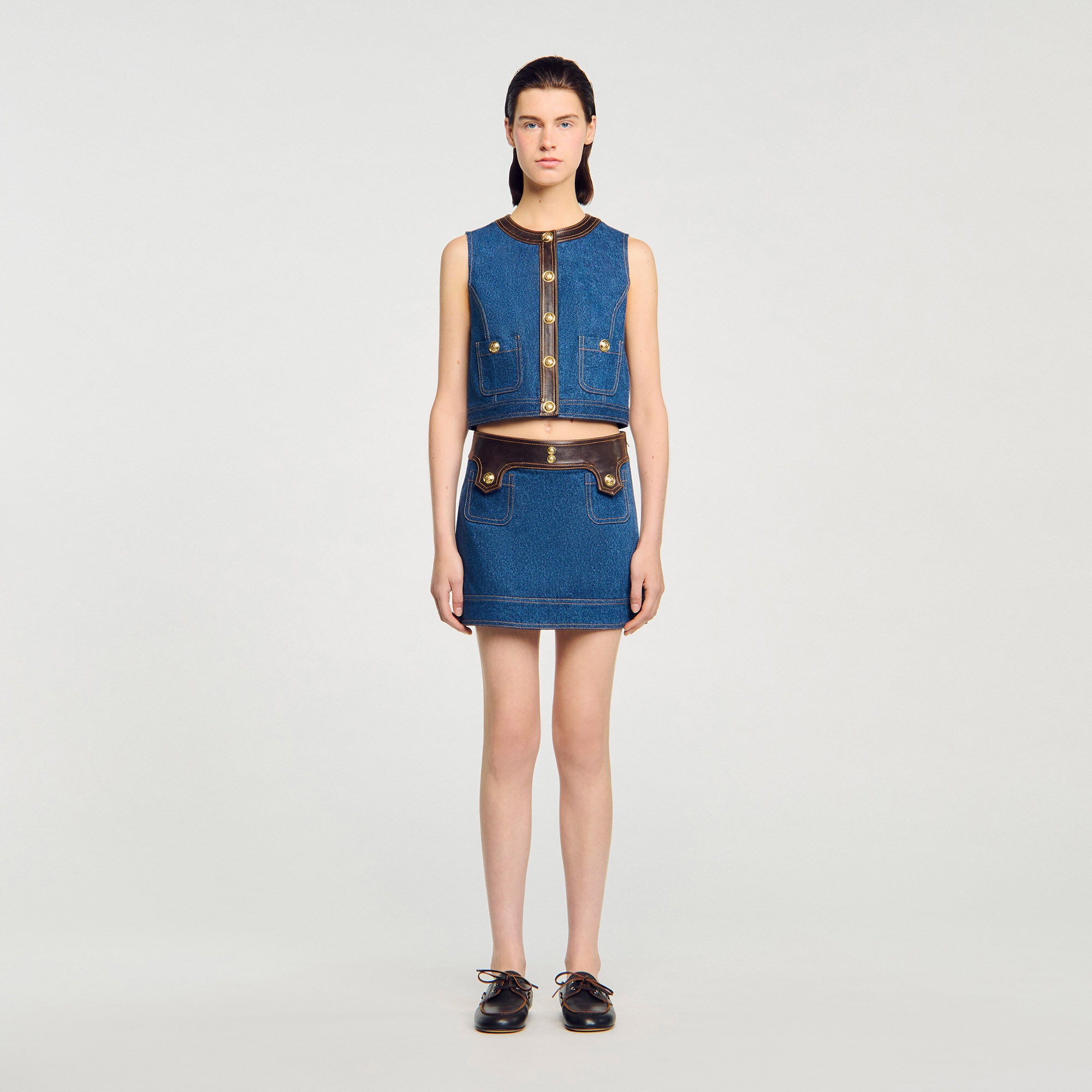 Denim and leather top 11 Denim and leather top