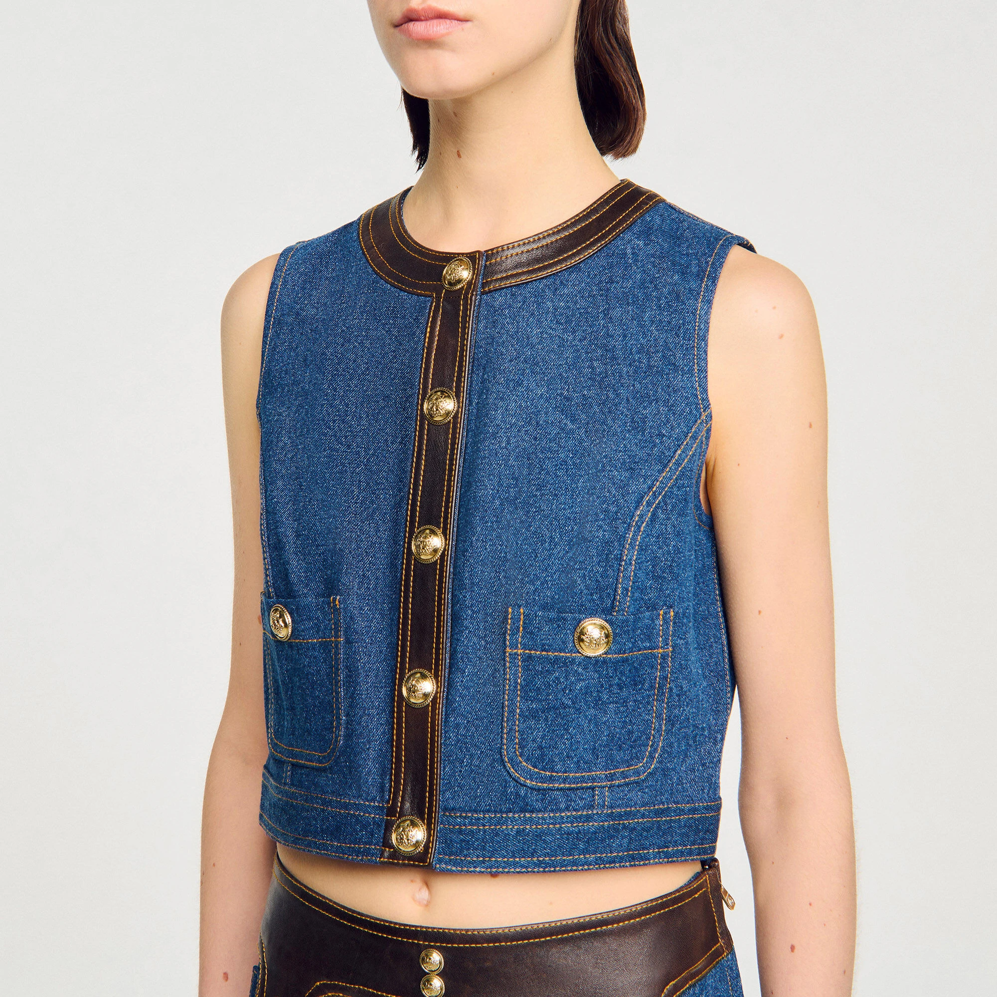 Denim and leather top 13 Denim and leather top