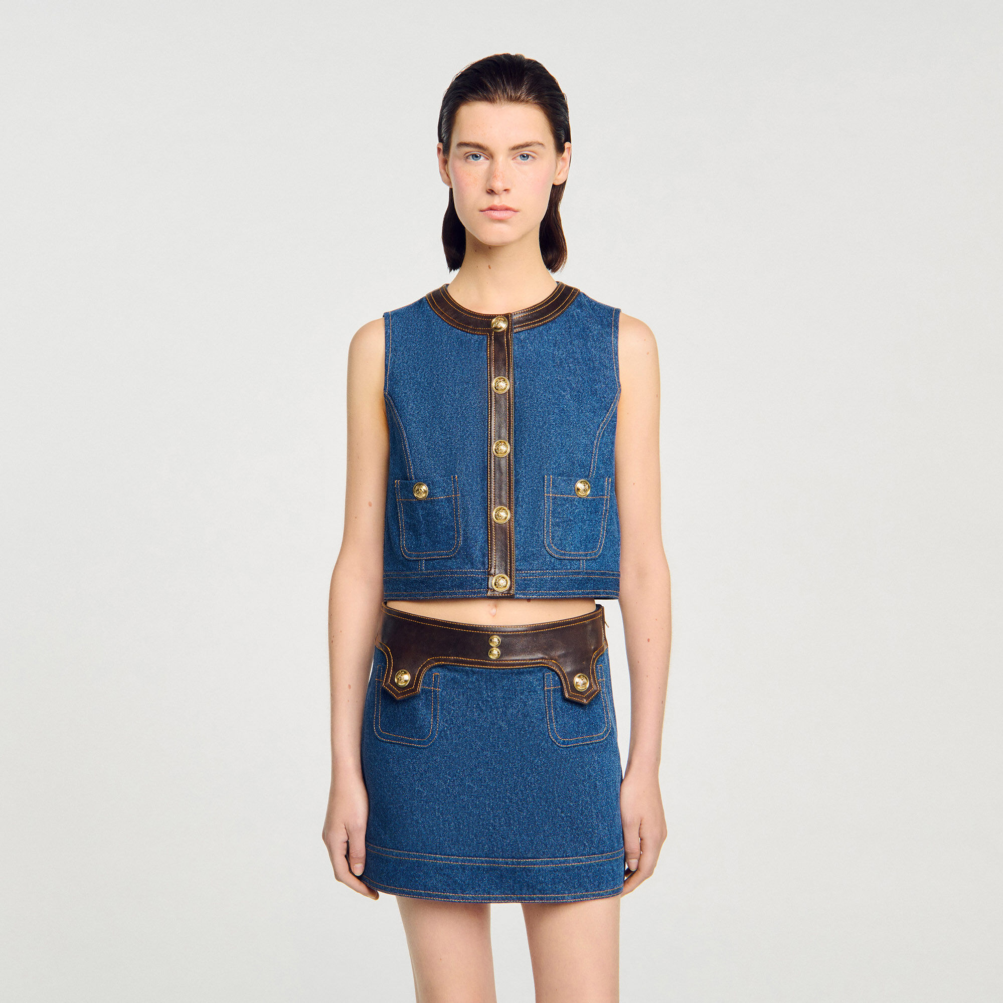 Denim and leather top 14 Denim and leather top