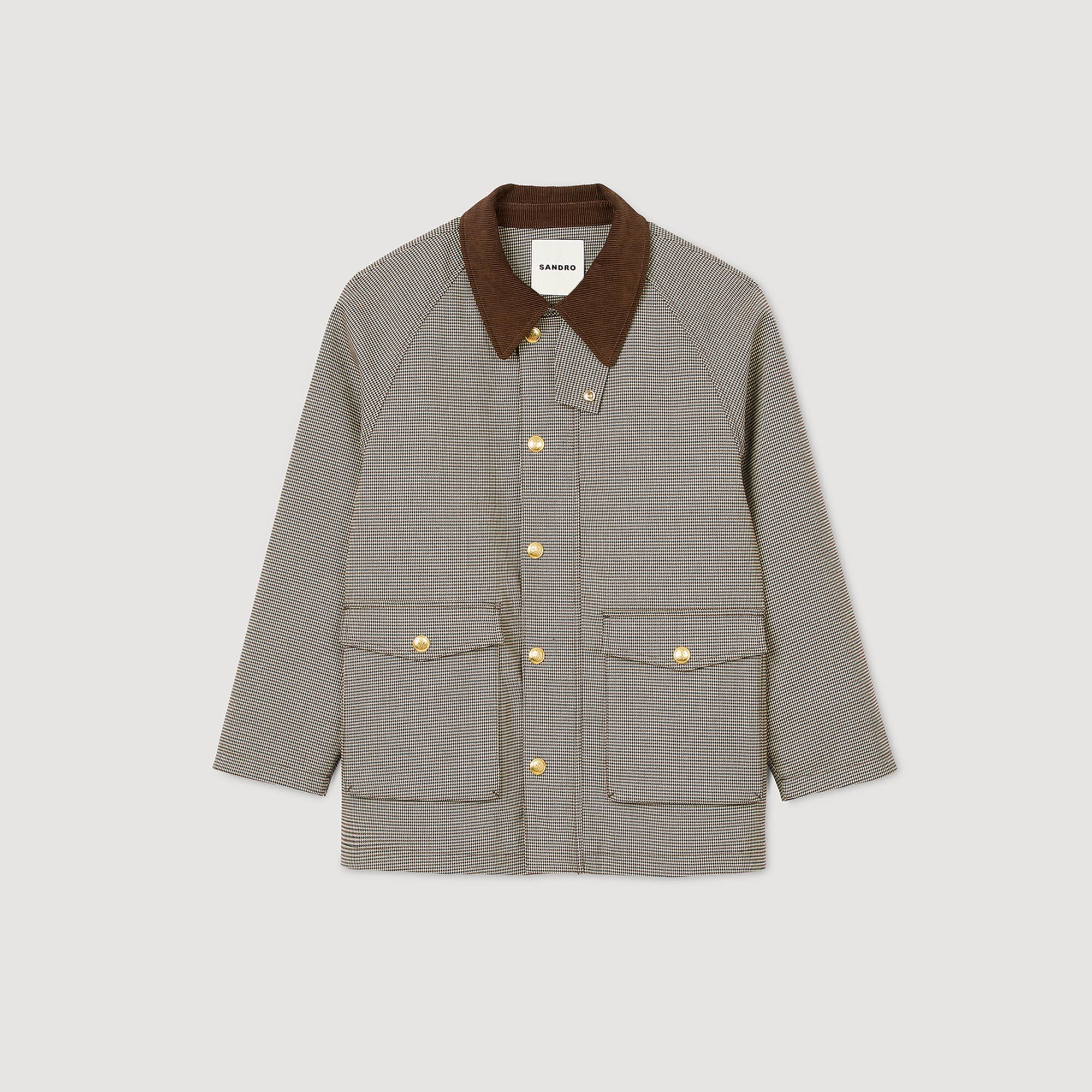 Check coat with velvet collar 18 Check coat with velvet collar