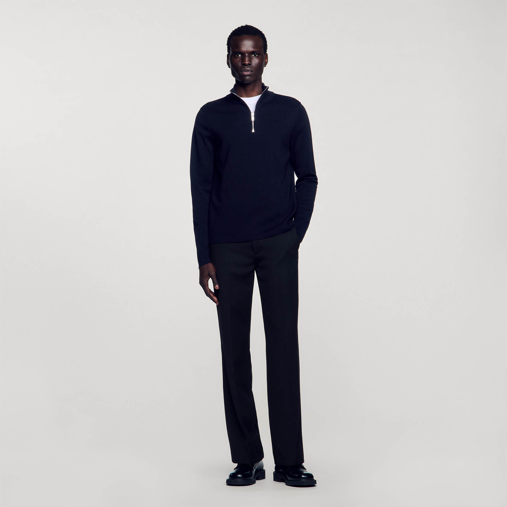 Wool sweater with zipped collar 1 Wool sweater with zipped collar